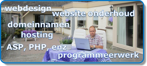 Webdesign, website onderhoud, domeinnamen, hosting, programmeerwerk, enz.